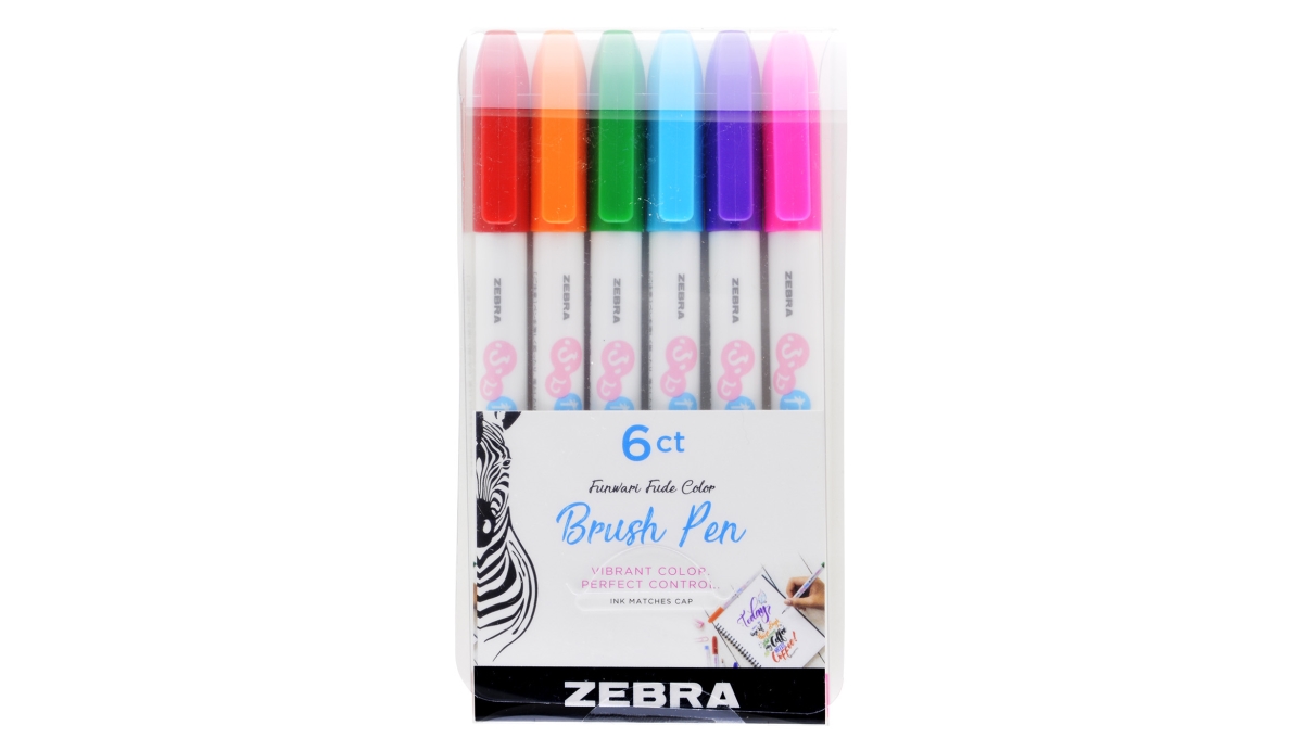 1106 Single Ended Super Fine Brush Pen, Assorted Color - 6 Per Pack - Pack Of 6