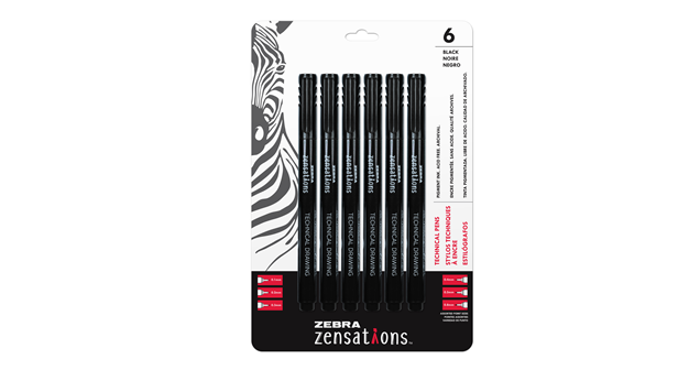 2106 Technical Pen, Black - Assorted Point Size - 6 Per Pack - Pack Of 6