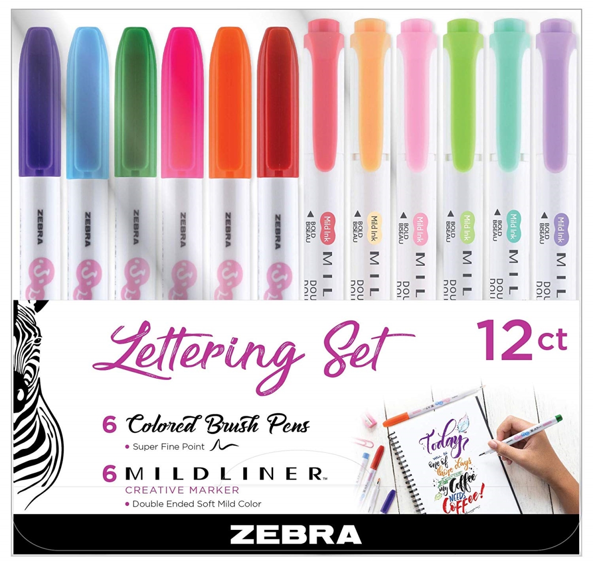 10012 Mildliner Super Fine Hl & Brush Pen Lettering Set, Assorted Color - 12 Per Pack - Pack Of 6