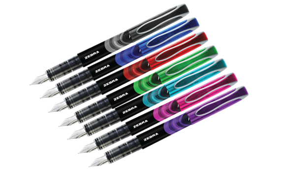 48407 0.6 Mm Zebra Fountain Pen, Assorted Color - 7 Per Pack - Pack Of 6