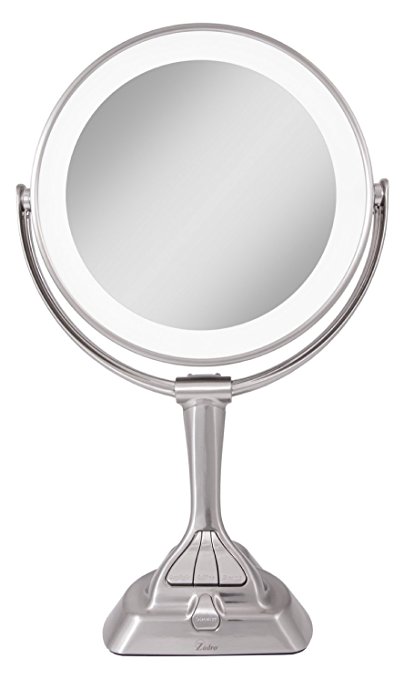 Lvar410 Led Light Dimmable Dual-sided Vanity Mirror, Satin Nickel