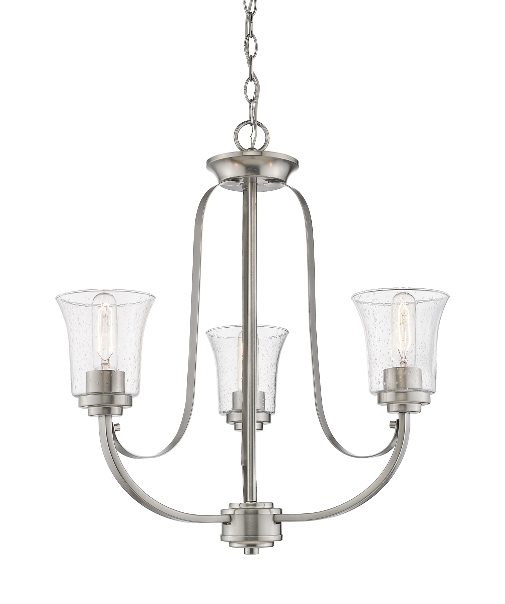 Z Lite 461-3bn 23.5 X 22 In. Halliwell 3 Light Chandelier With Clear Seedy Glass, Brushed Nickel