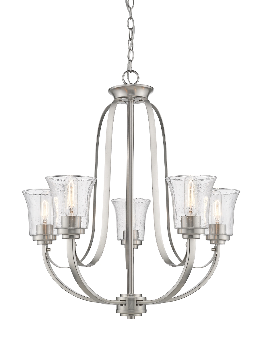 Z Lite 461-5bn 27.75 X 25 In. Halliwell 5 Light Chandelier With Clear Seedy Glass, Brushed Nickel