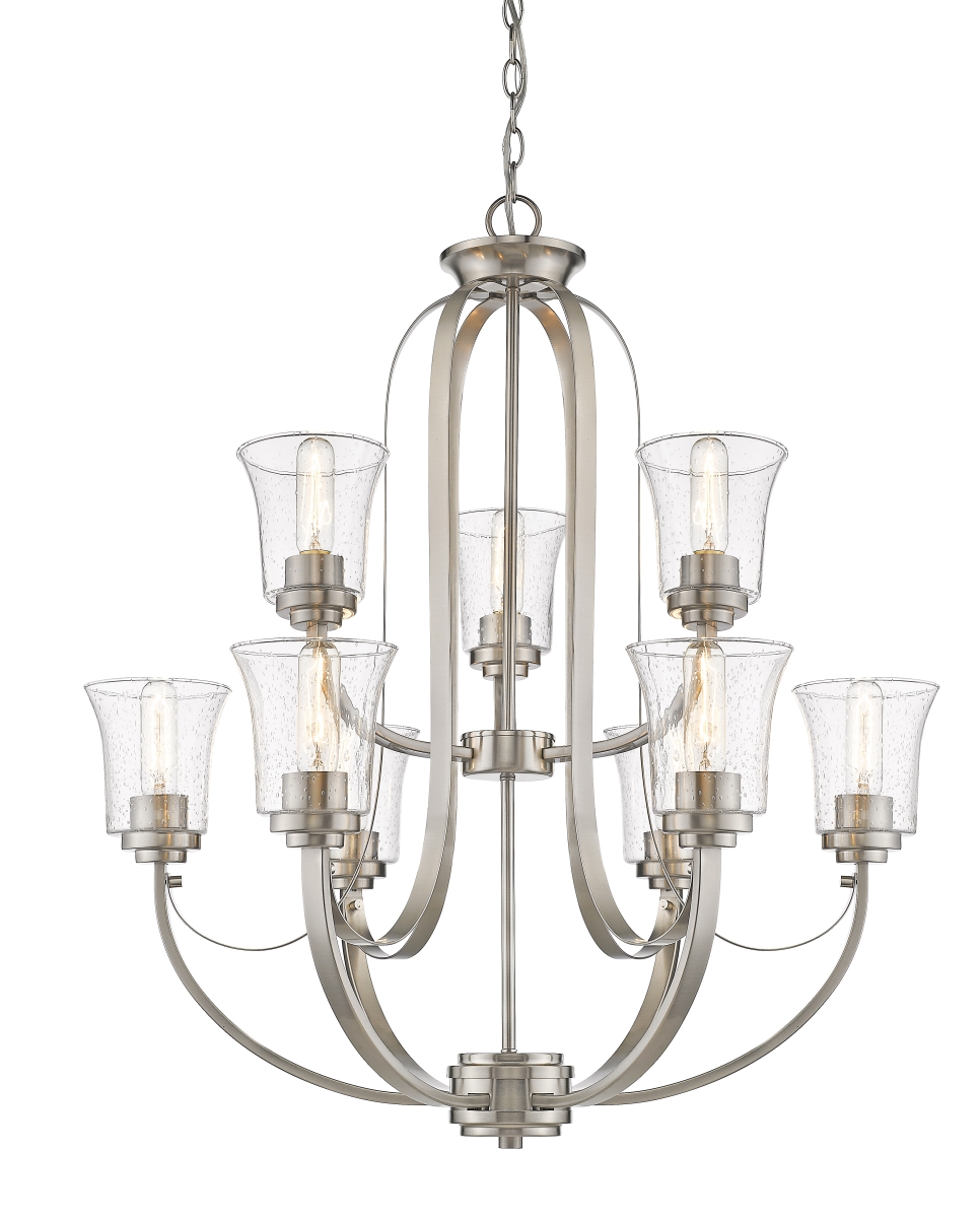 Z Lite 461-9bn 32.5 X 29 In. Halliwell 9 Light Chandelier With Clear Seedy Glass, Brushed Nickel