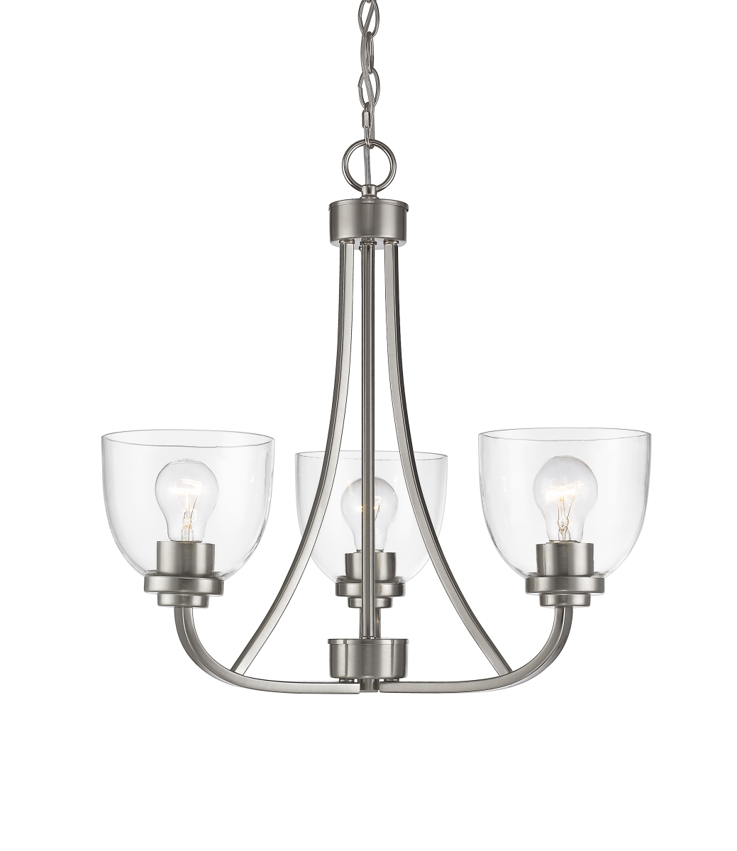 Z Lite 460-3-bn Ashton 3 Light Chandelier With Clear Glass, Brushed Nickel - 19.75 X 20.5 X 20.5 In.