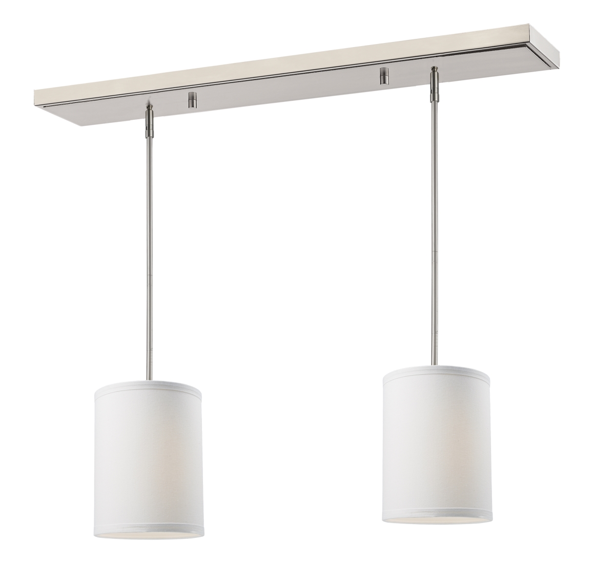 Z Lite 171-6-2w-sq Albion 2 Light Island-billiard With White Linen Fabric Shade, Brushed Nickel - 6 X 30 In.