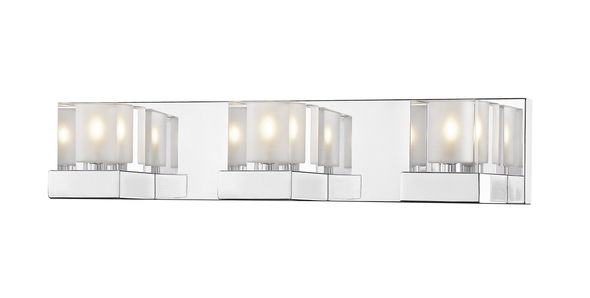 467-3v-ch Fallon Contemporary 3 Light Vanity - Chrome, Clear & Frosted