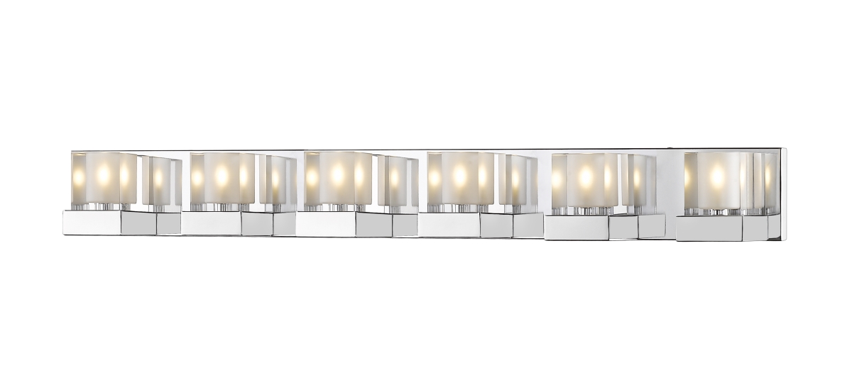 467-6v-ch Fallon Contemporary 6 Light Vanity - Chrome, Clear & Frosted