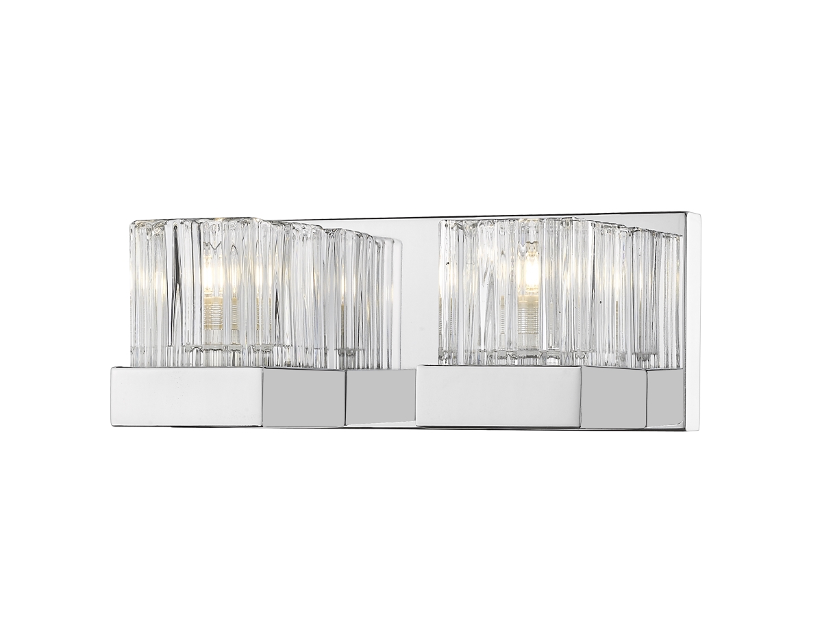 468-2v-ch Fallon Contemporary 2 Light Vanity - Chrome, Clear Ribbed & Frosted