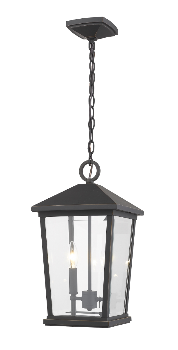 568chb-orb Beacon Transitional 2 Light Outdoor Chain Mount Ceiling Fixture - Oil Rubbed Bronze, Clear Beveled
