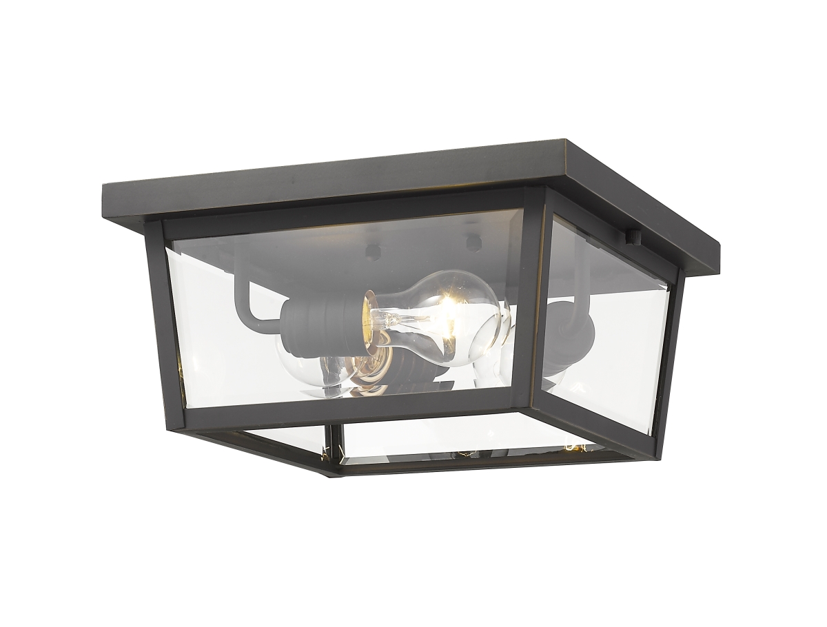 568f-orb Beacon Transitional 3 Light Outdoor Flush Ceiling Mount Fixture - Oil Rubbed Bronze, Clear Beveled