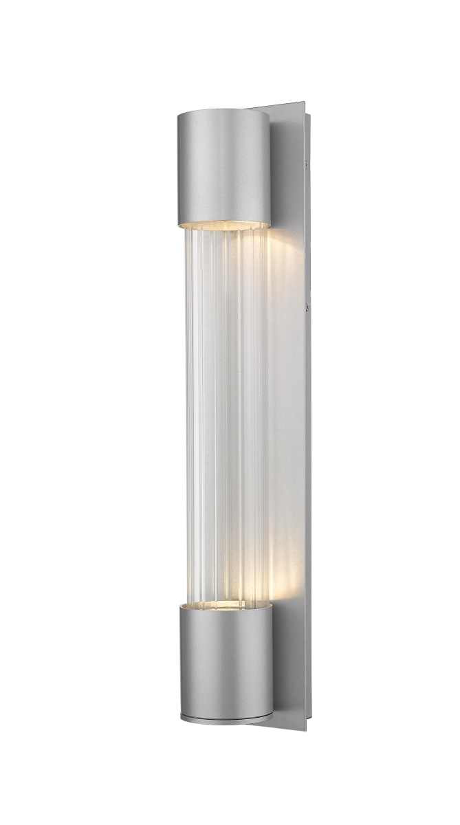 575B-SL-LED Striate Contemporary 2 Light Outdoor Wall Sconce - Silver, Clear Optic Glass 575B-SL-LED Striate Contemporary 2 Light Outdoor Wall Sconce - Silver, Clear Optic Glass