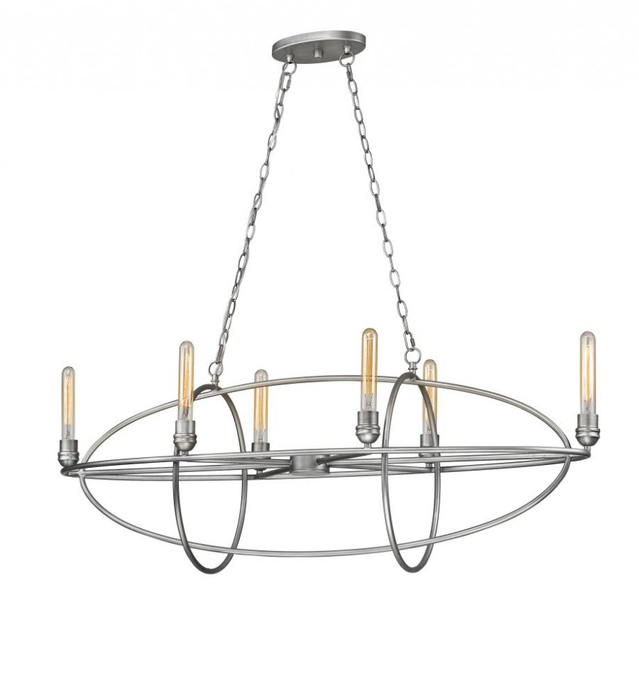 Persis 6 Light Chandelier In Old Silver With Clear Shade