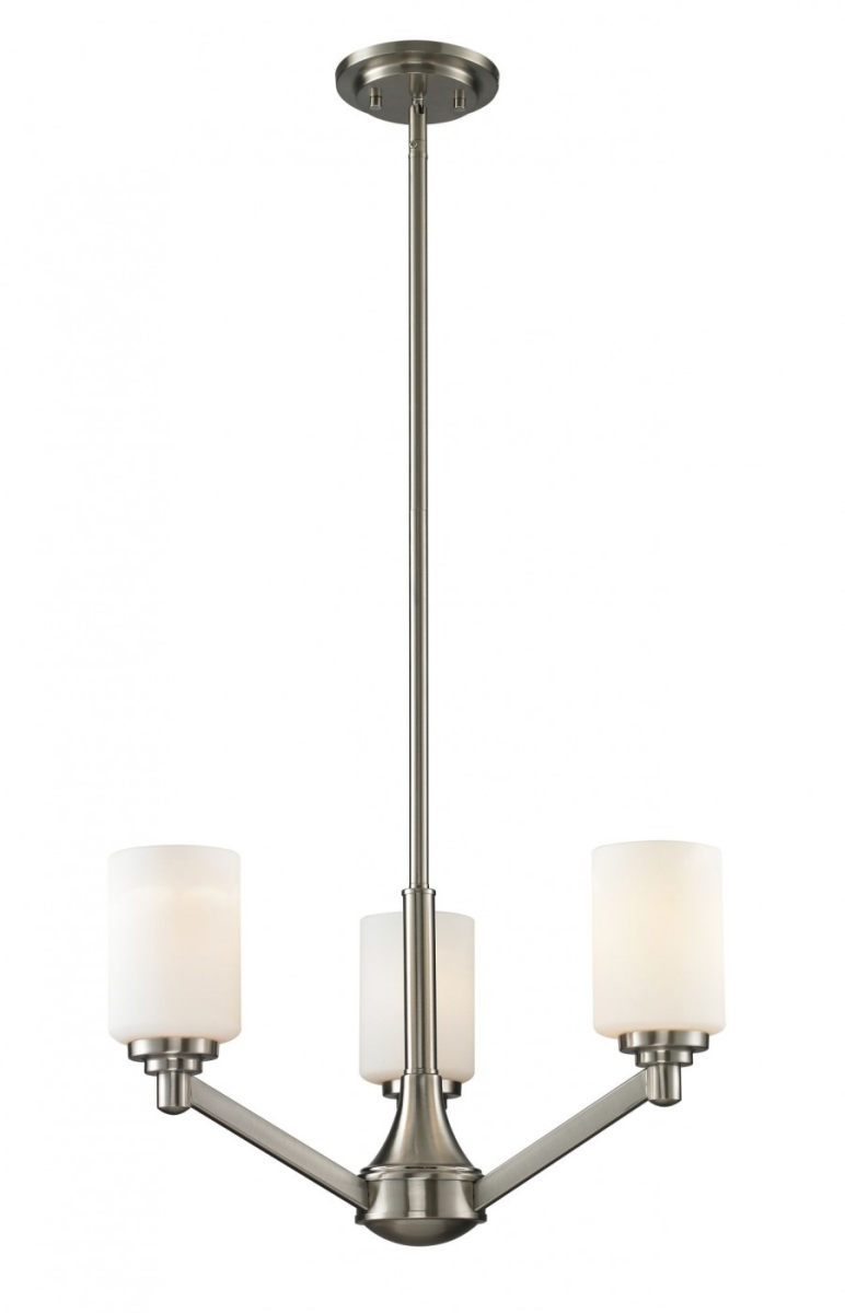 Montego 3 Light Chandelier In Brushed Nickel With Matte Opal Shade
