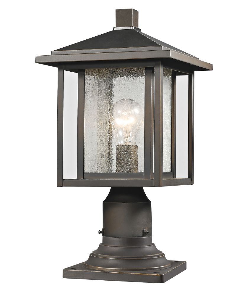 Aspen 1 Light Outdoor In Oil Rubbed Bronze With Clear Seedy Shade