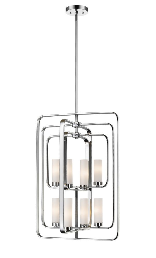 Aideen 8 Light Pendant In Chrome With Matte Opal Shade