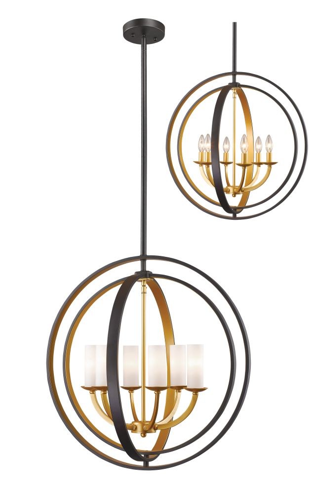 Ashling 6 Light Pendant In Bronze Gold With Matte Opal Shade