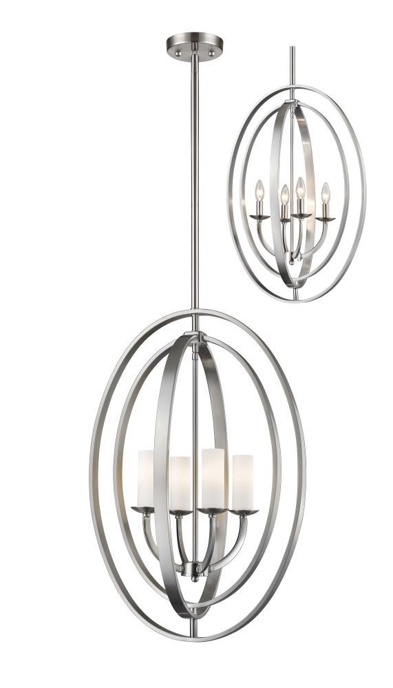Ashling 4 Light Pendant In Brushed Nickel With Matte Opal Shade
