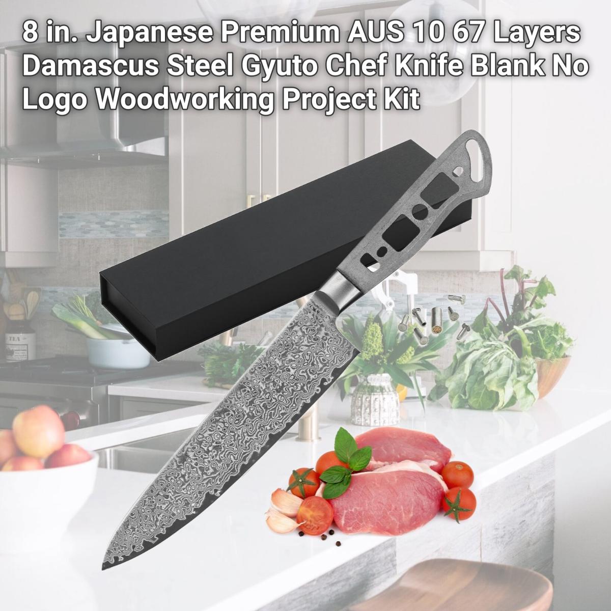 Picture of Katsura Cutlery CKGD10B-no logo 8 in. Japanese Premium AUS 10 67 Layers Damascus Steel Gyuto Chef Knife Blank No Logo Woodworking Project Kit