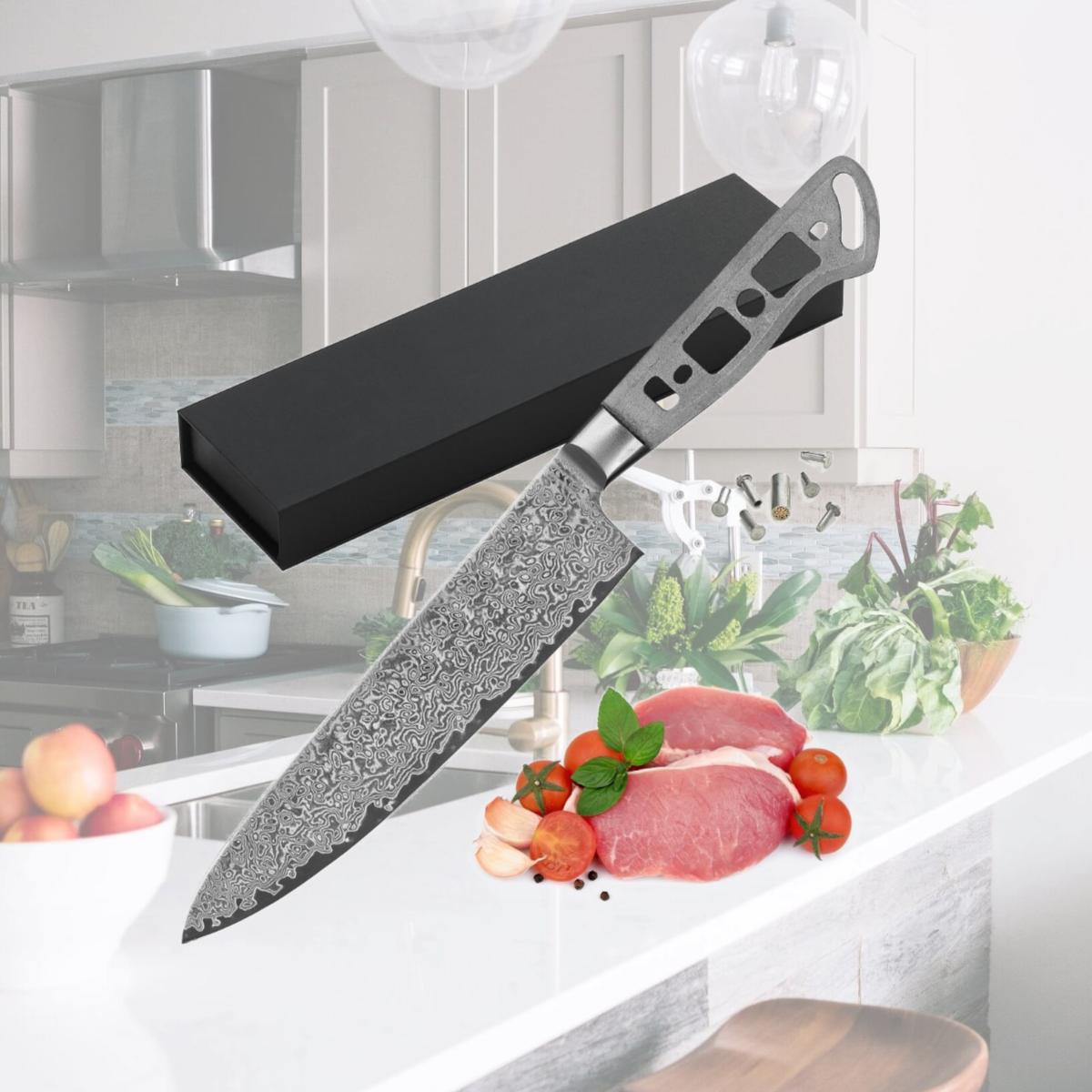 Picture of Katsura Cutlery CKGD10B-no logo 8 in. Japanese Premium AUS 10 67 Layers Damascus Steel Gyuto Chef Knife Blank No Logo Woodworking Project Kit
