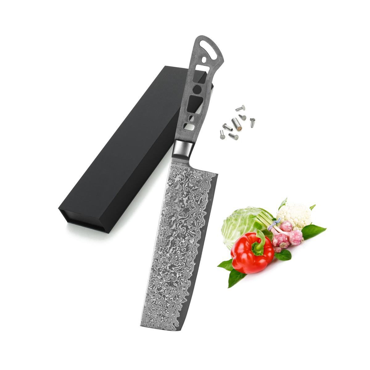 Picture of Katsura Cutlery CKGA9B-no logo Japanese Premium AUS-10 67 Layers Damascus Steel 7 in. Nakiri Knife Blank No Logo Woodworking Project Kit