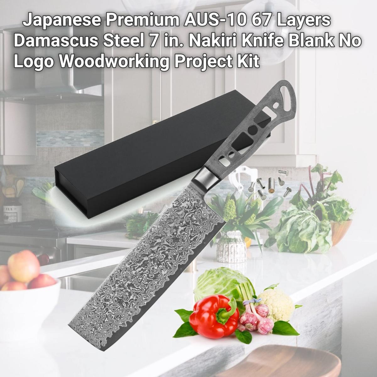 Picture of Katsura Cutlery CKGA9B-no logo Japanese Premium AUS-10 67 Layers Damascus Steel 7 in. Nakiri Knife Blank No Logo Woodworking Project Kit
