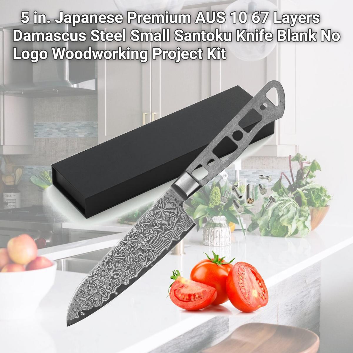 Picture of Katsura Cutlery CKGD7B-no logo 5 in. Japanese Premium AUS 10 67 Layers Damascus Steel Small Santoku Knife Blank No Logo Woodworking Project Kit