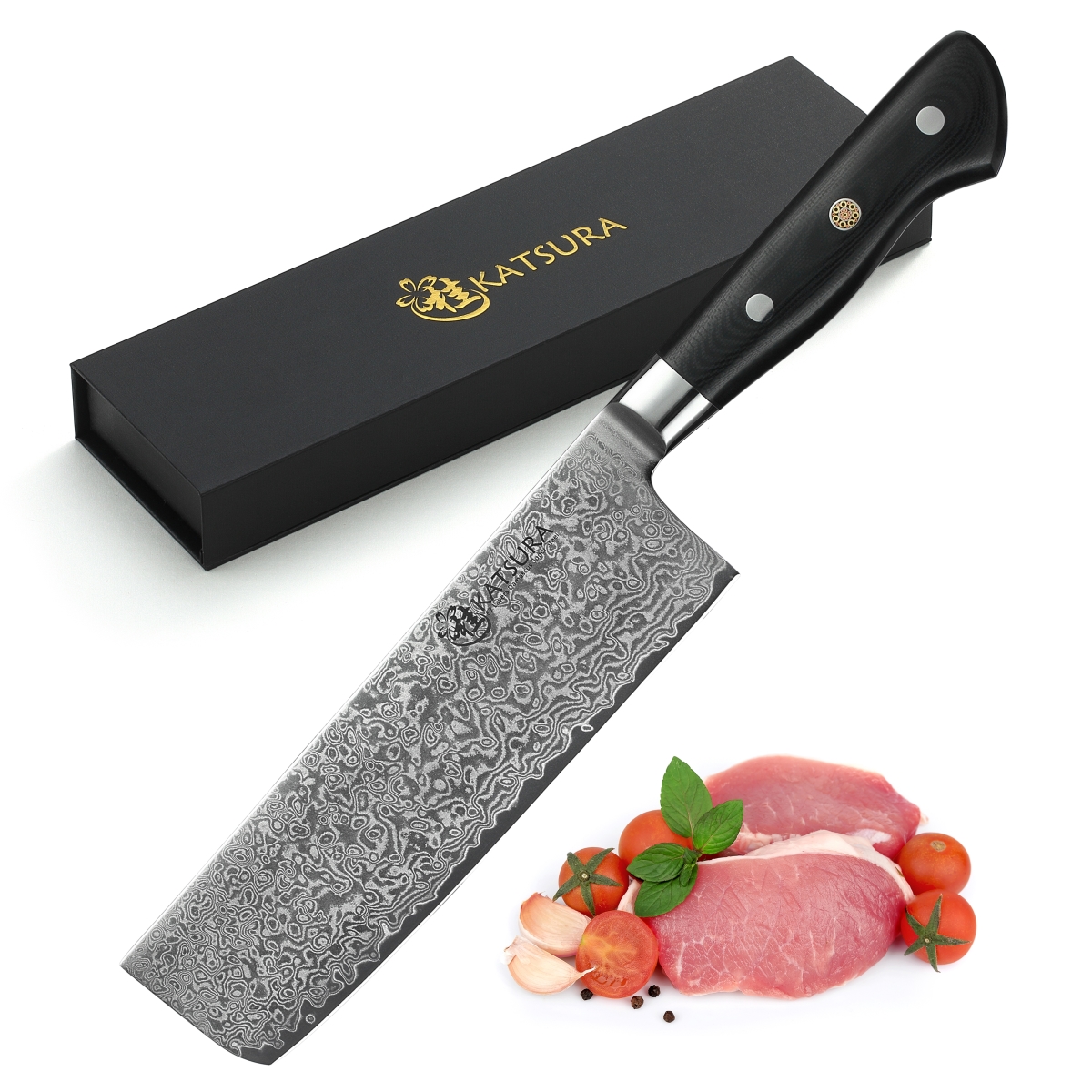 CKGA9G Japanese Premium AUS-10 67 Layers Damascus Steel 7 in. Vegetable Nakiri Knife with G10 handle