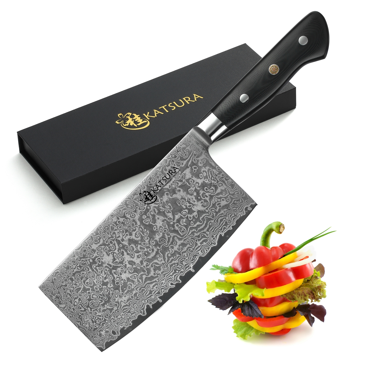 Japanese Premium AUS 10-67 Layers Damascus Steel 6.5 in. Chinese Cleaver Knife with G10 handle
