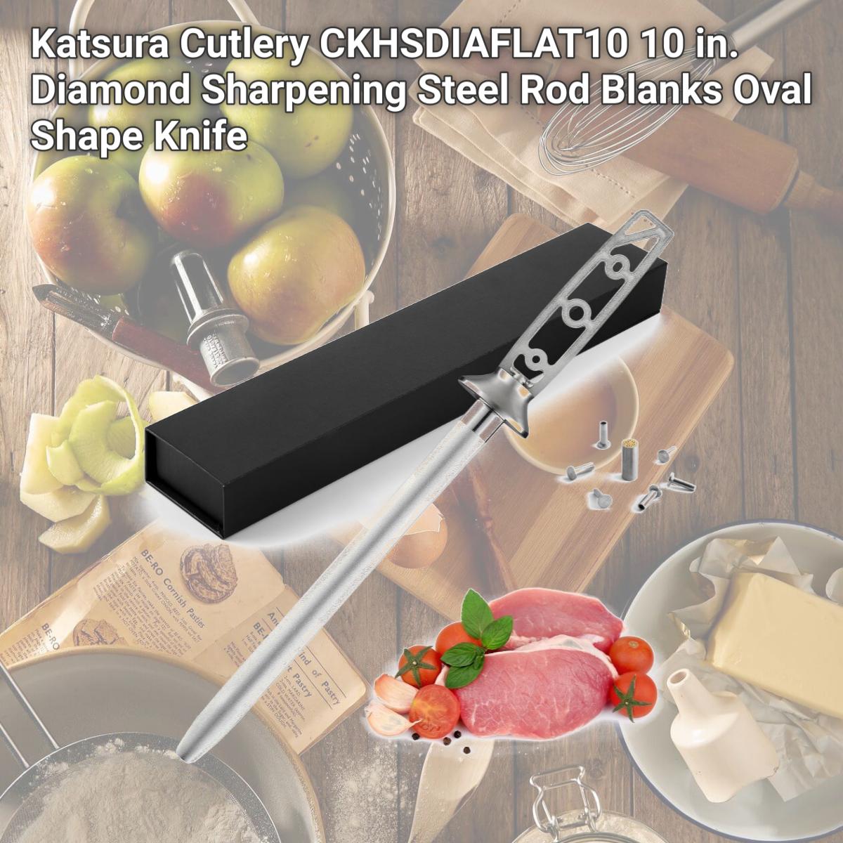Picture of Katsura Cutlery CKHSDIAFLAT10 10 in. Diamond Sharpening Steel Rod Blanks Oval Shape Knife