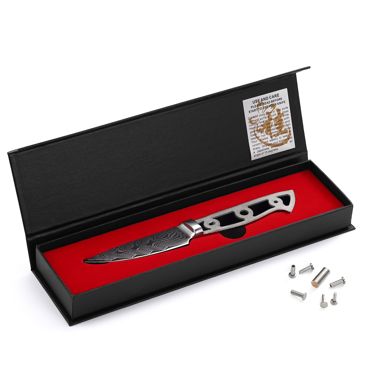 Picture of Katsura Cutlery CKVD9B-no logo 3.75 in. Storm-V Series 25 mm Blade Width Damascus Blank Blade Paring Knife