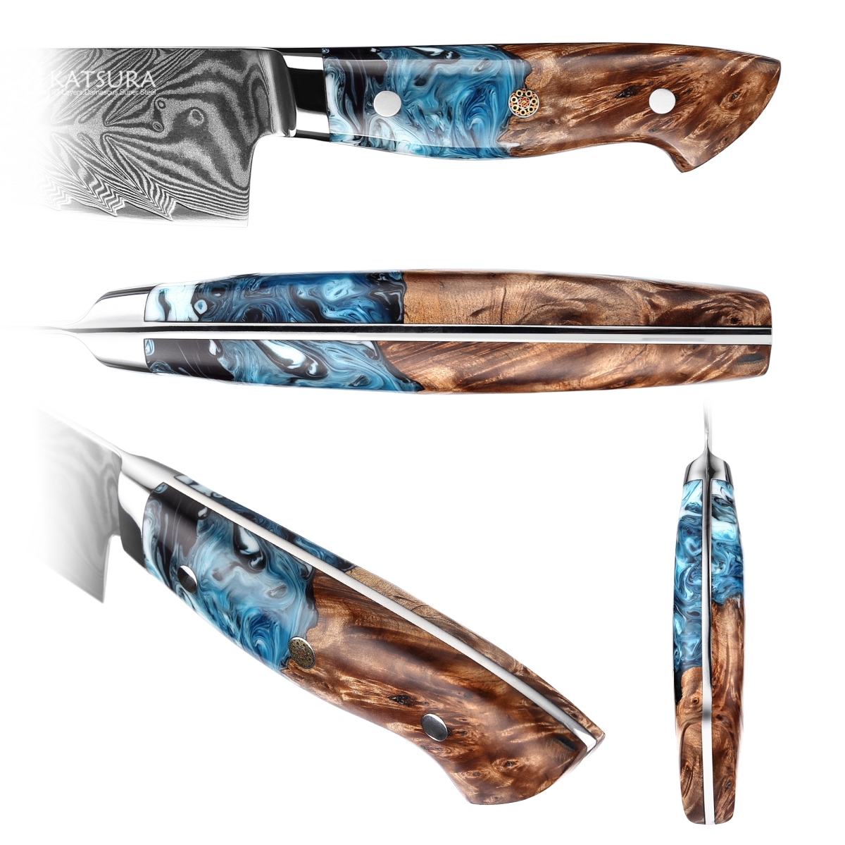 Picture of Katsura Cutlery CKVD9B-no logo 3.75 in. Storm-V Series 25 mm Blade Width Damascus Blank Blade Paring Knife