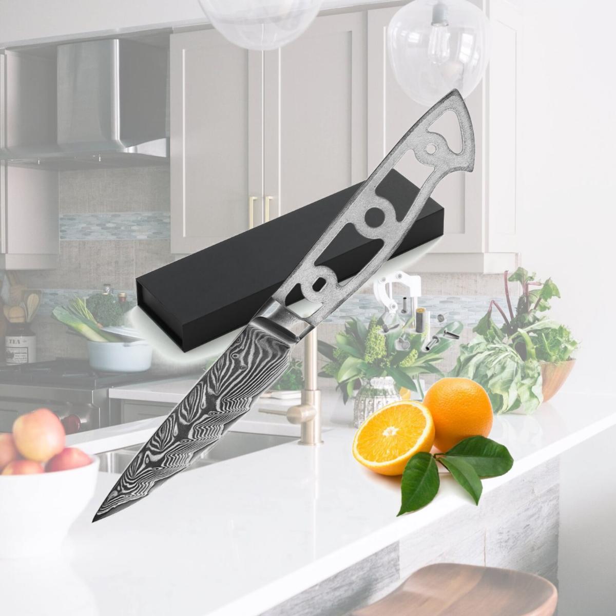 Picture of Katsura Cutlery CKVD9B-no logo 3.75 in. Storm-V Series 25 mm Blade Width Damascus Blank Blade Paring Knife