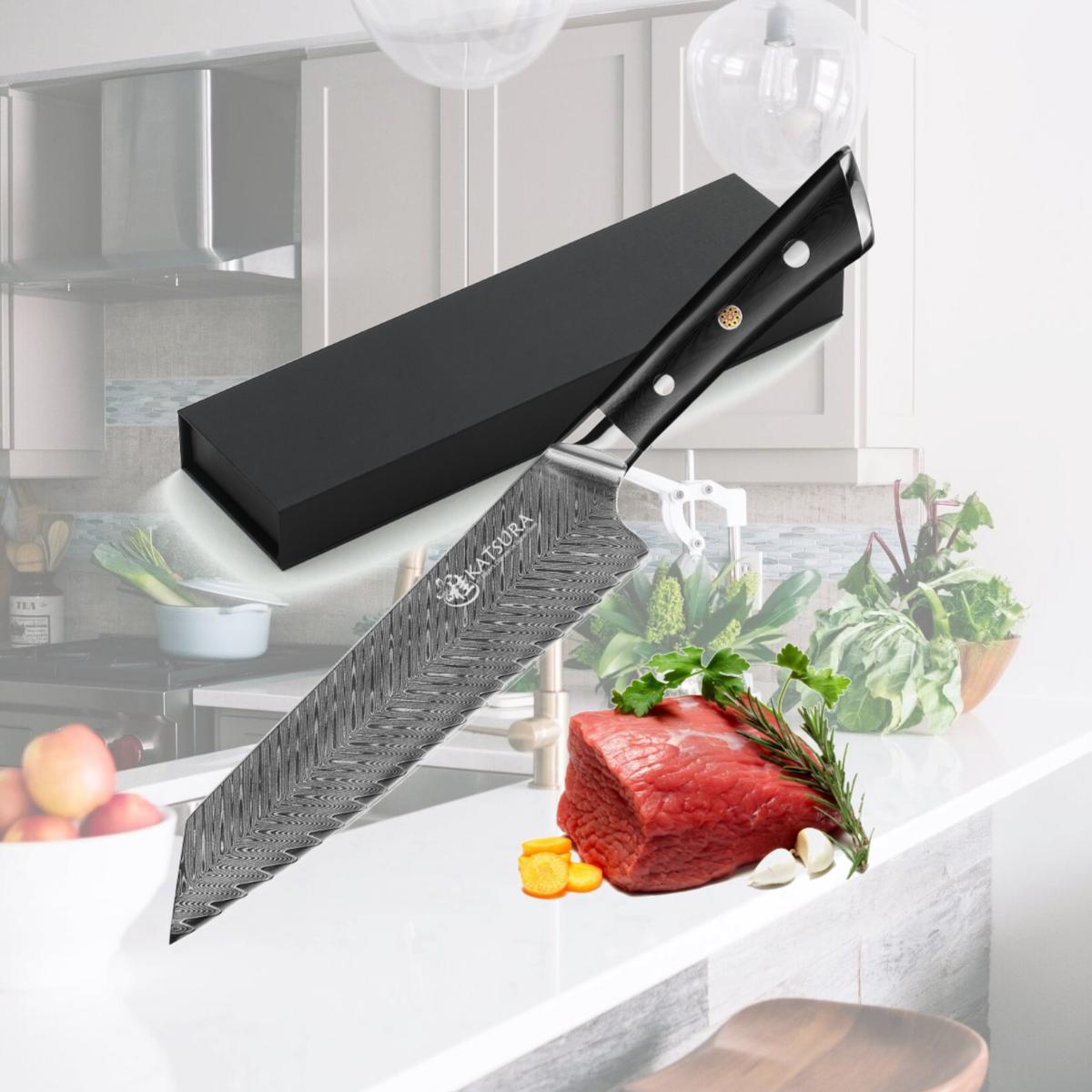 Picture of Katsura Cutlery CKTD21G 8 in. Thunder-X Series 50 mm Ultra-Wide Blade Damascus Gyuto Chef Knife