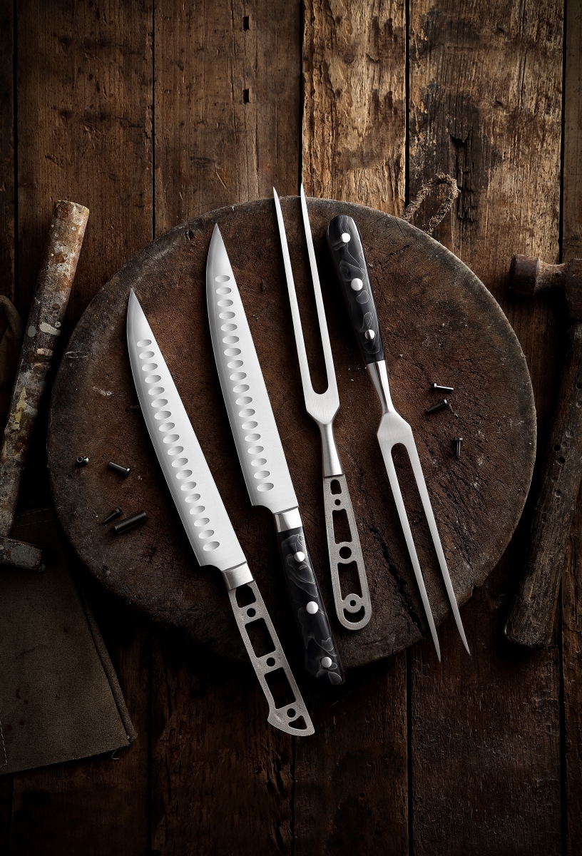 Picture of KATSURA Cutlery CKGC12B/CKGC16B-no logo KATSURA CUTLERY CKGC12B/CKGC16B-no logo Woodworking Project Kit BBQ Carving Set Blank 8 inch Slicer & 6 Inch Fork