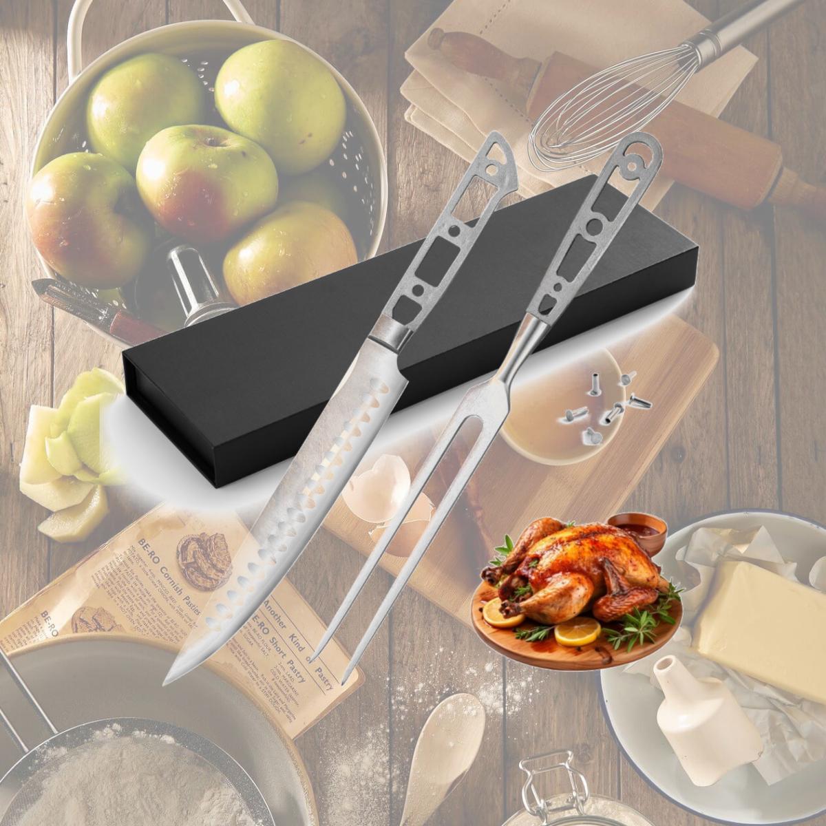 Picture of KATSURA Cutlery CKGC12B/CKGC16B-no logo KATSURA CUTLERY CKGC12B/CKGC16B-no logo Woodworking Project Kit BBQ Carving Set Blank 8 inch Slicer & 6 Inch Fork