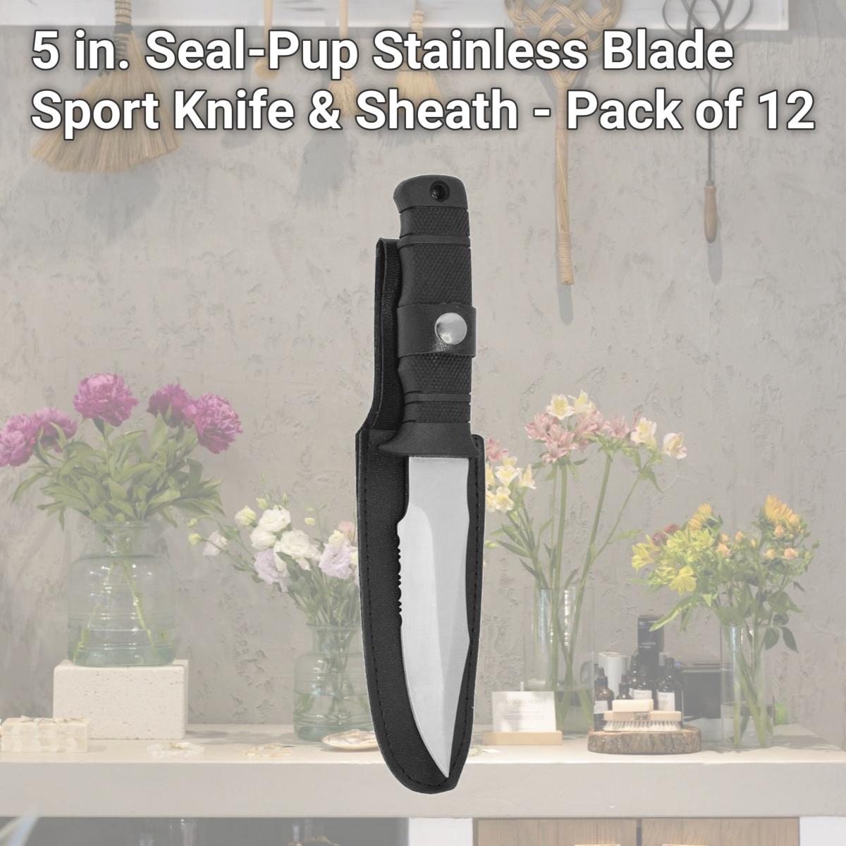 Picture of Zenport Industries 14096-12PK 5 in. Seal-Pup Stainless Blade Sport Knife & Sheath - Pack of 12