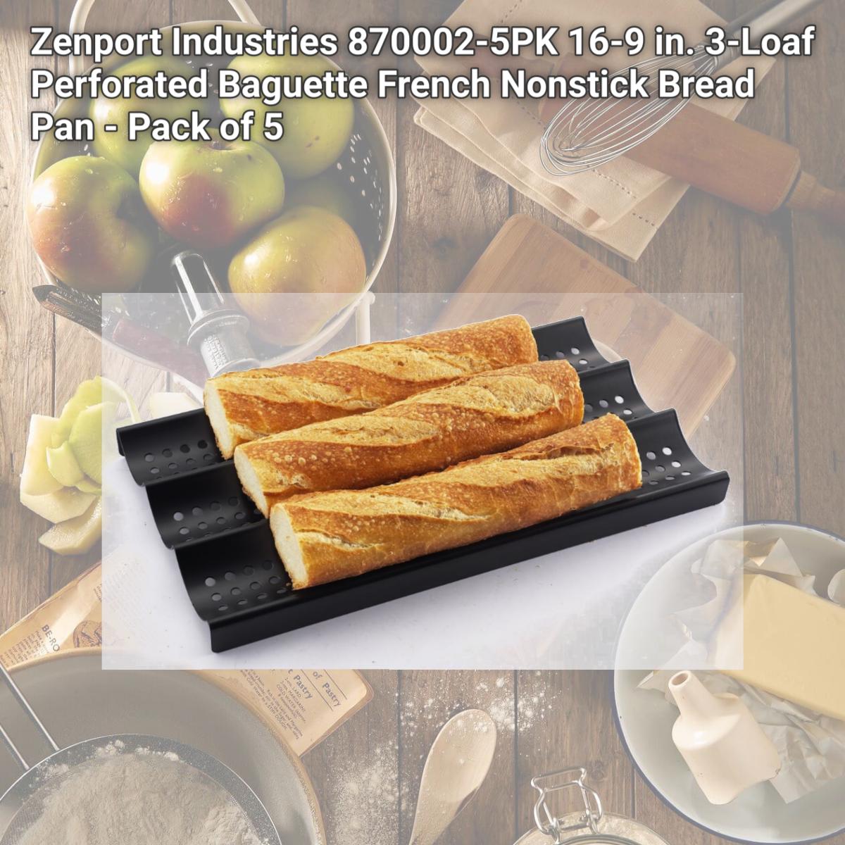 Picture of Zenport Industries 870002-5PK 16-9 in. 3-Loaf Perforated Baguette French Nonstick Bread Pan - Pack of 5