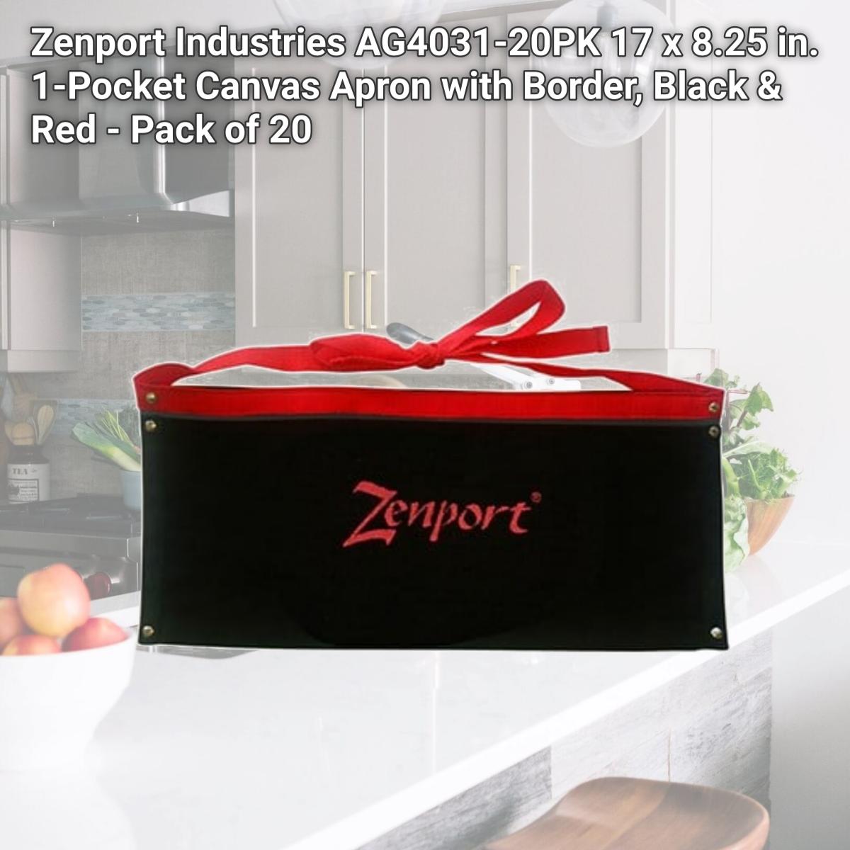 Picture of Zenport Industries AG4031-20PK 17 x 8.25 in. 1-Pocket Canvas Apron with Border, Black & Red - Pack of 20