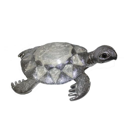 Shi041 12 X 5.5 X 13.25 In. Sea Turtle Sculpture, Black & Cream - Medium