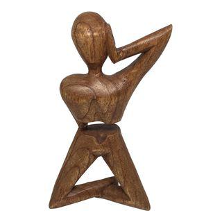 Shi045 12 X 9.5 X 11 In. Wooden Sculpture, Distressed Brown - Small
