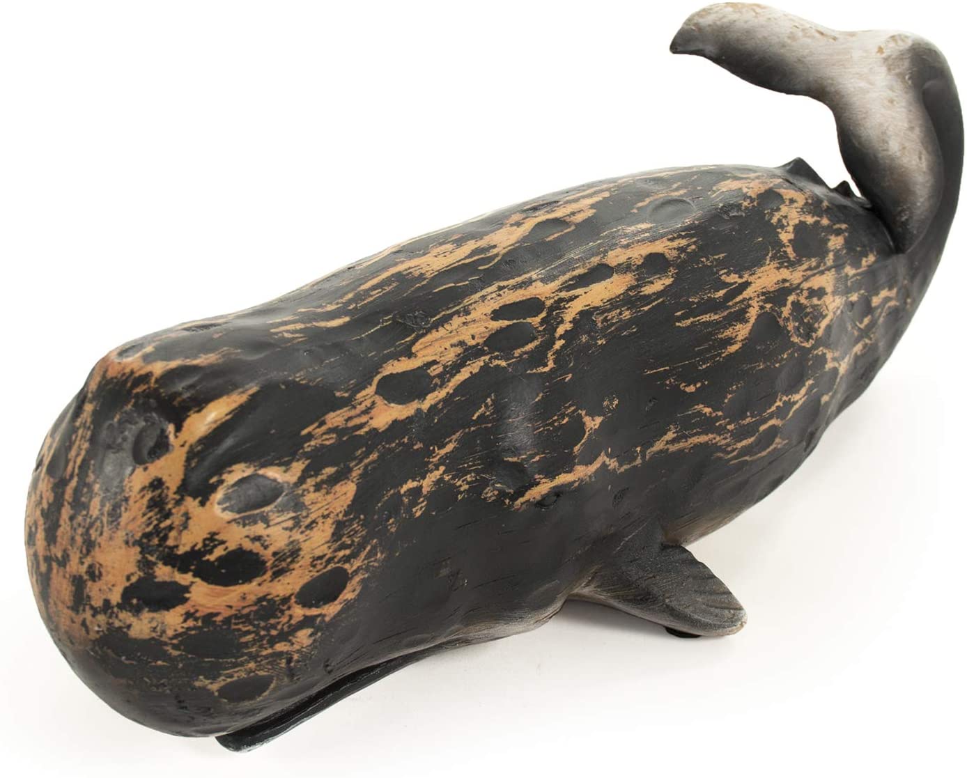 Shi049 6 X 6.25 X 18.25 In. Whale Sculpture, Distressed Black - Medium