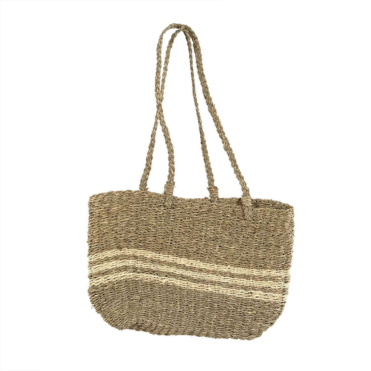 Zenws-hb07 Hand Woven Seagrass Palm Handbag - Set Of 2