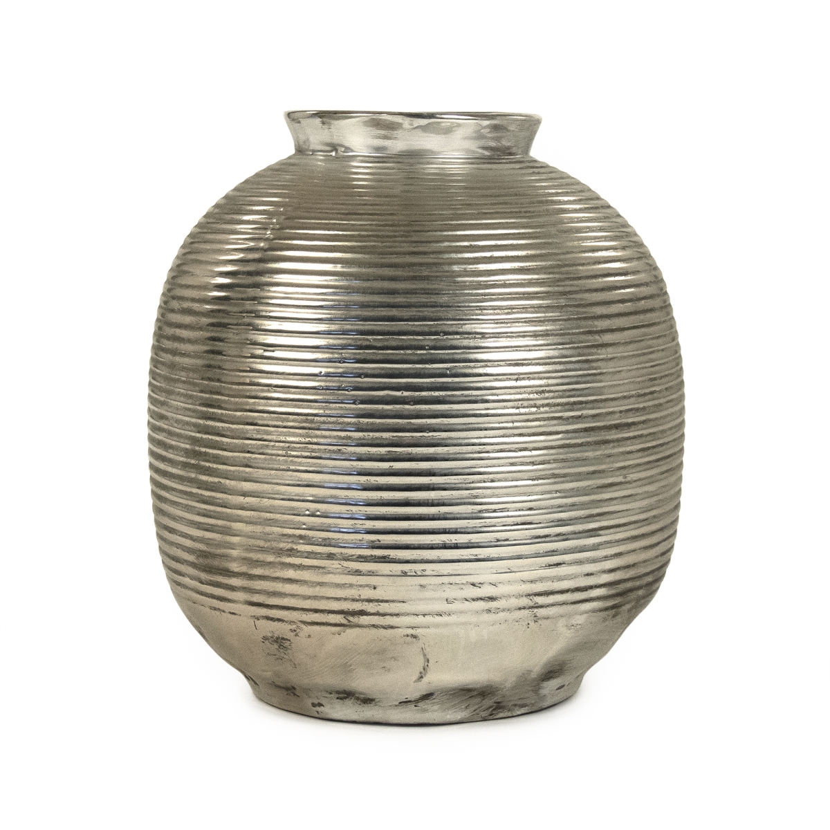 10078l A840 Distressed Metallic Spherical Vase, Large