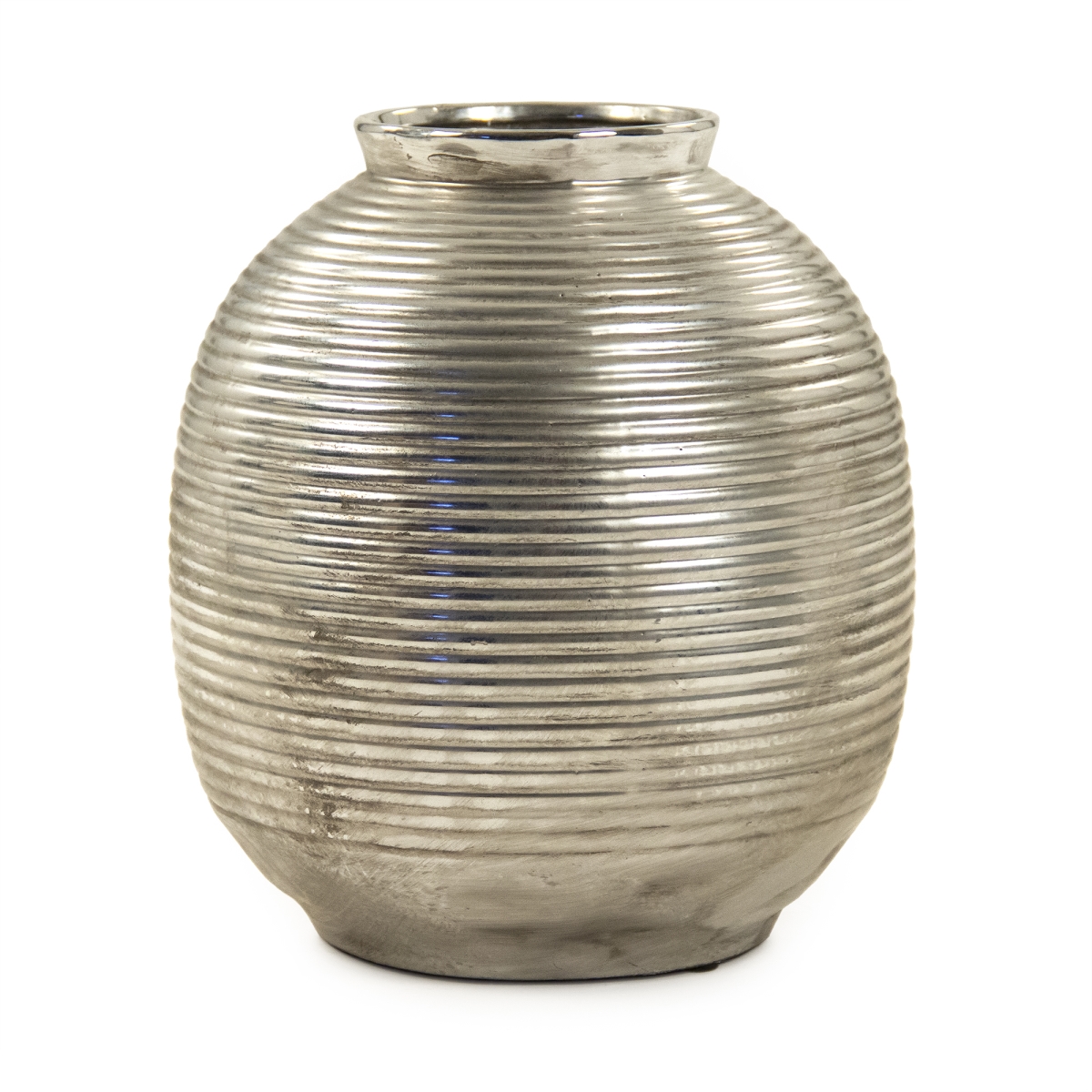 10078s A840 Distressed Metallic Spherical Vase, Small