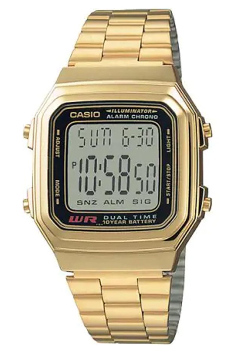 A178WGA-1A Digital Men Watch with Stainless Steel Band, Water Resistant