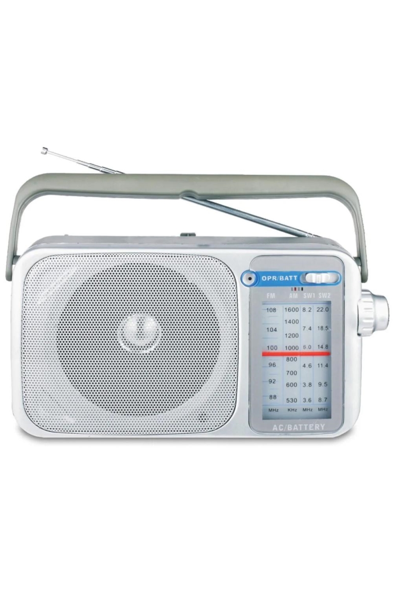 RX-4 Portable AM-FM 4 Band Radio, Silver