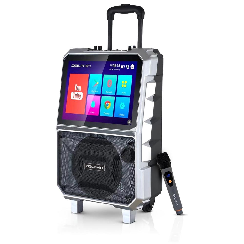 KB-85R 8 in. 100W Portable Rechargeable Karaoke Machine with 14 in. Tablet & Voice Modulation