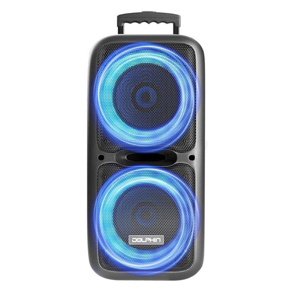 SP1217RBT 12 in. Rechargeable Portable Speaker with LED Lights, Wheels & Wireless Microphone