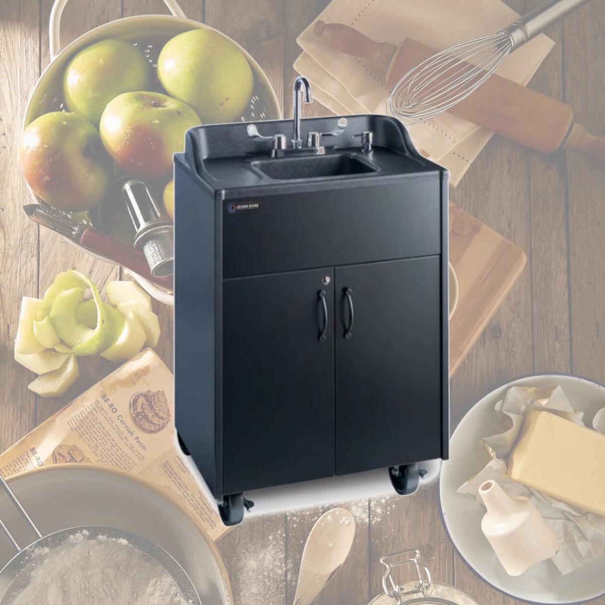 Picture of Ozark River Manufacturing ADSTK-AB-AB1N Premier Series Portable Hot Water Sink ABS Basin Cabinet, Black